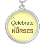 Celebrate Nurses T-shirts and Gifts Silver Plated Necklace