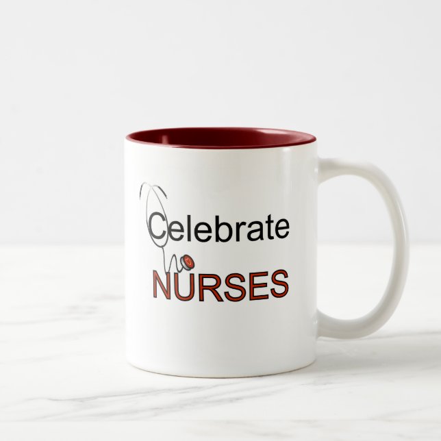Celebrate Nurses T-shirts and Gifts Two-Tone Coffee Mug (Right)