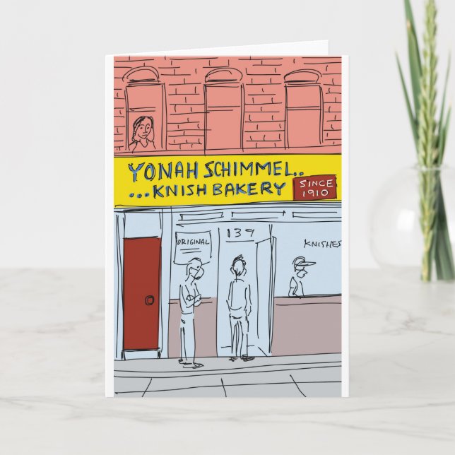 Celebrate NYC! Yonah Schimmel's Knish Bakery, NYC Holiday Card (Front)