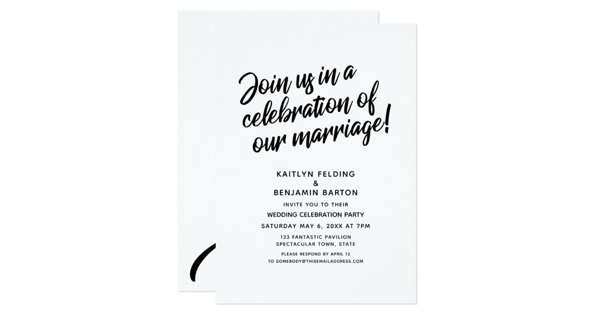 Celebrate Our Marriage Script Wedding Reception Invitation