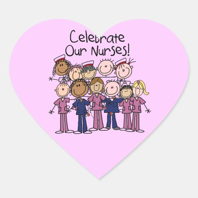 Celebrate Our Nurses Heart Sticker (Front)