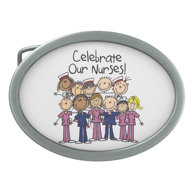 Celebrate Our Nurses Oval Belt Buckle (Front)