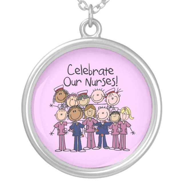 Celebrate Our Nurses Silver Plated Necklace (Front)