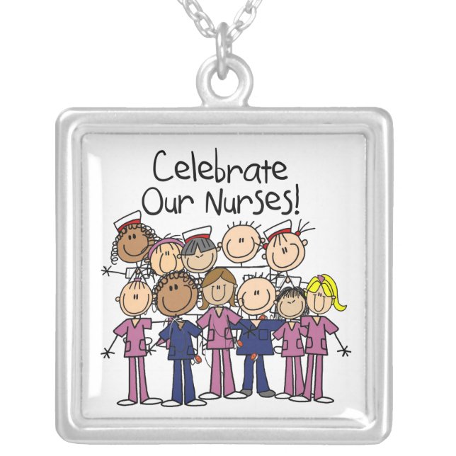Celebrate Our Nurses Silver Plated Necklace (Front)