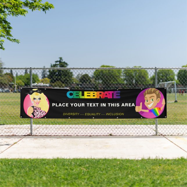 "CELEBRATE" Personalized Pride Parade/Wall Banner (Insitu)