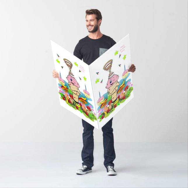 Celebrate Pink Cupcake Large Happy Birthday Card  (In Situ)