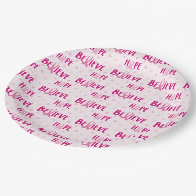 Celebrate pink event paper plates (Angled)