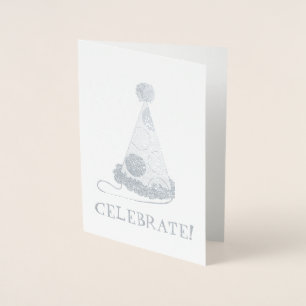 Celebrate! Polka Dot Party Hat Birthday Congrats Foil Card