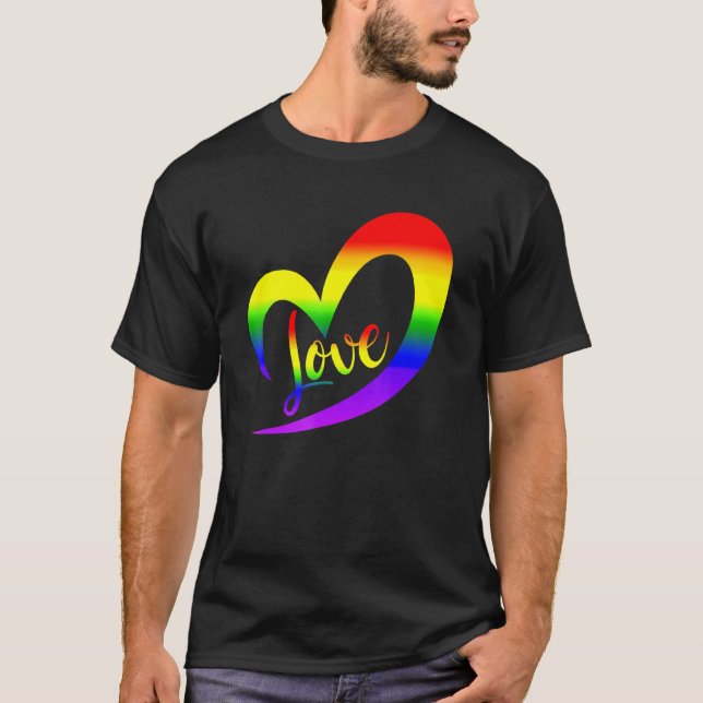 Celebrate Pride With Love Lgbt Pride Rainbow Half  T-Shirt (Front)