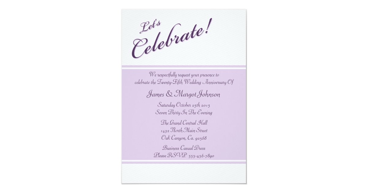 Celebrate Purple 25th Anniversary Party Invitation Zazzle Com