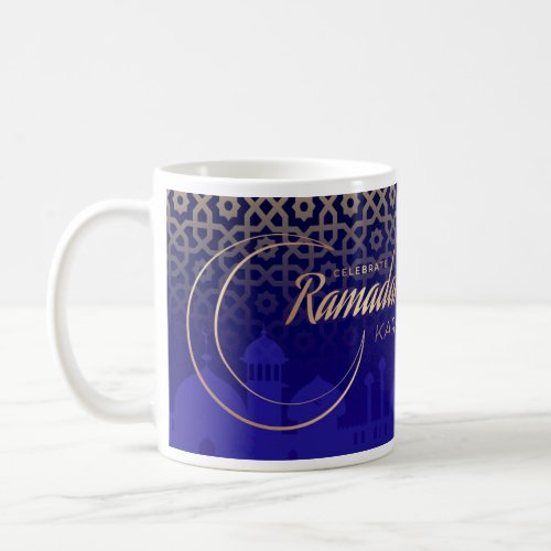 Celebrate Ramadan Kareem Crescent Blue Gold  Coffee Mug