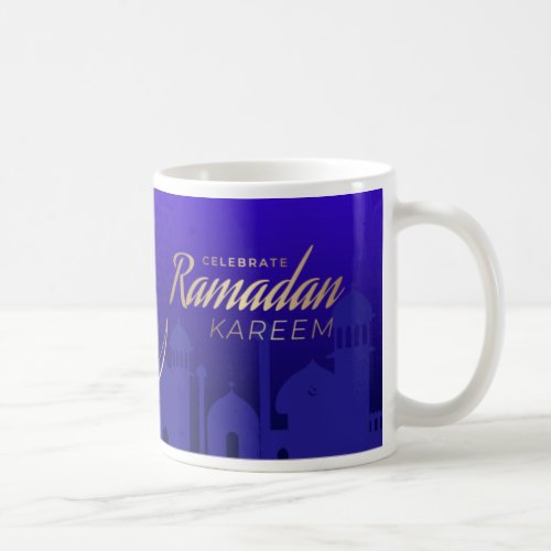 Celebrate Ramadan Kareem Gold Pattern Blue  Coffee Mug
