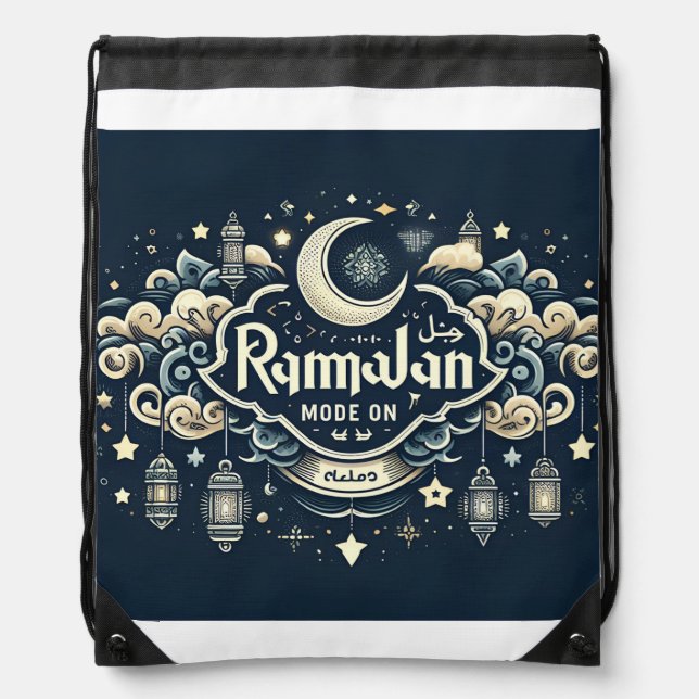 Celebrate Ramadan with Ramadan ModeOn Drawstring Bag (Front)