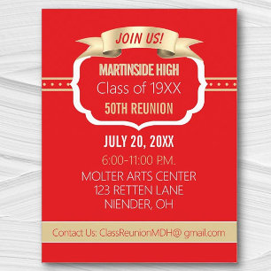 Celebrate! Red 50th Class Reunion Invite