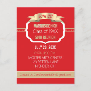 Celebrate! Red 50th Class Reunion Invite