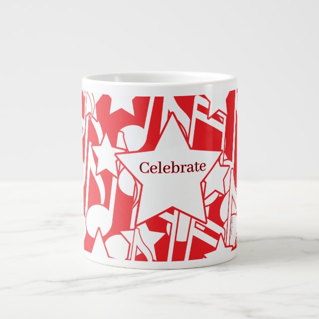 Celebrate Red Decorative  Giant Coffee Mug (Front)