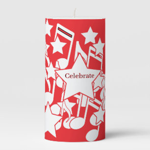 Celebrate Red Decorative  Pillar Candle