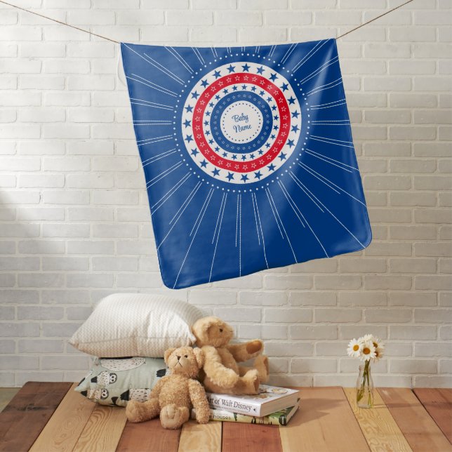 Celebrate Red, White, and Blue Stars Baby Blanket (In Situ)
