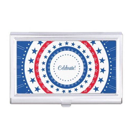 Celebrate Red White and Blue Stars Business Card Case