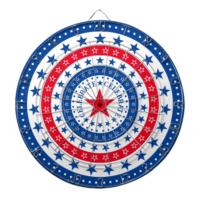 Celebrate Red, White, and Blue Stars Dart Board (Front)
