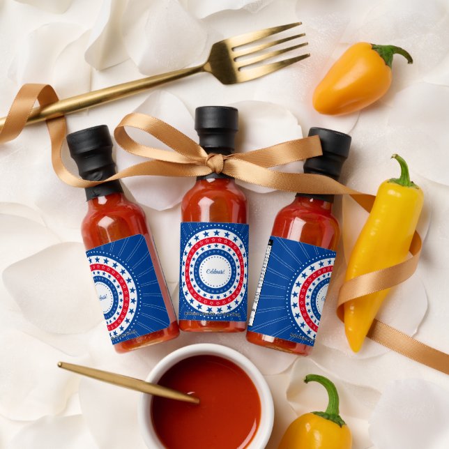 Celebrate Red, White, and Blue Stars Hot Sauces (Wedding)