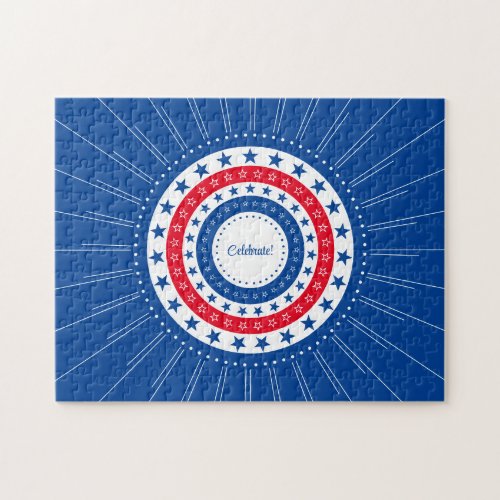 Celebrate Red White and Blue Stars Jigsaw Puzzle