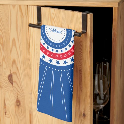 Celebrate Red White and Blue Stars Kitchen Towel