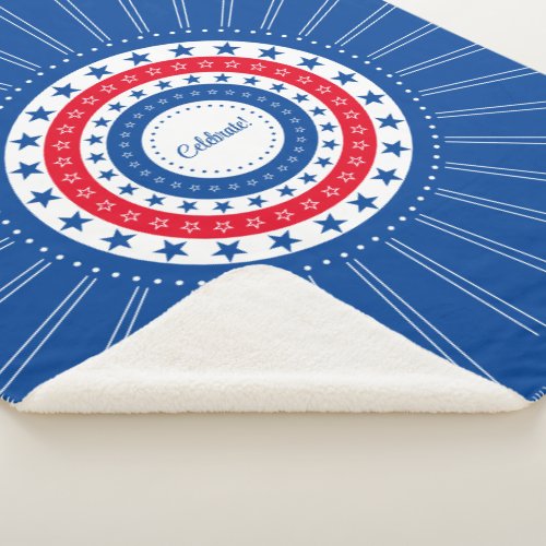 Celebrate Red White and Blue Stars Sherpa Blanket