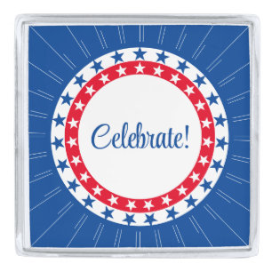Celebrate Red, White, and Blue Stars Silver Finish Lapel Pin