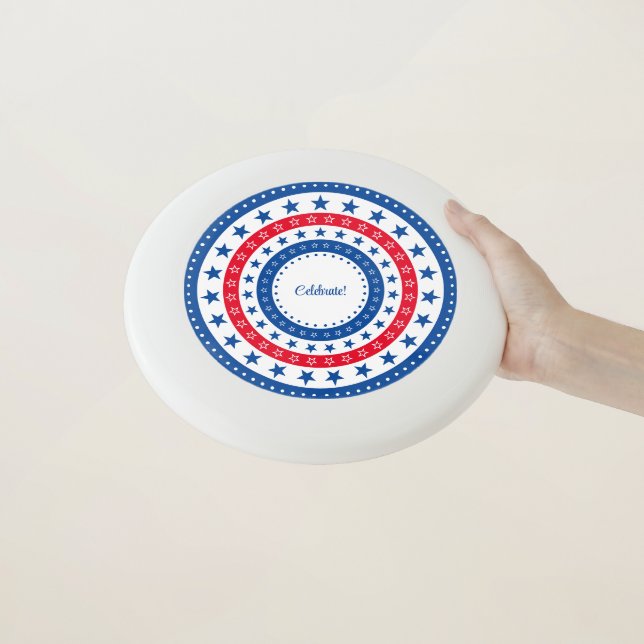 Celebrate Red, White, and Blue Stars Wham-O Frisbee (In Hand)