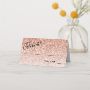 Celebrate Rose Gold Glitter Personalized Place Card