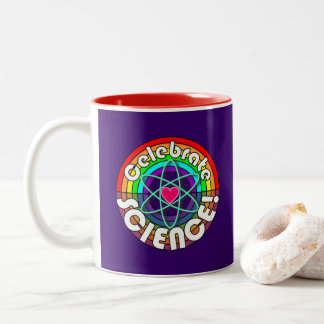 Celebrate Science! Rainbow atom (Science March) Two-Tone Coffee Mug