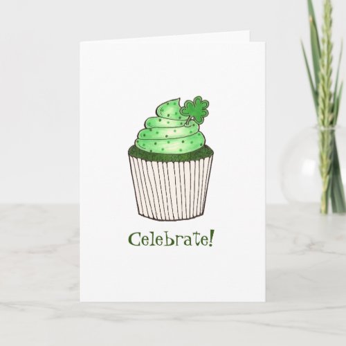 Celebrate Shamrock Cupcake Sweet St Patricks Day Card