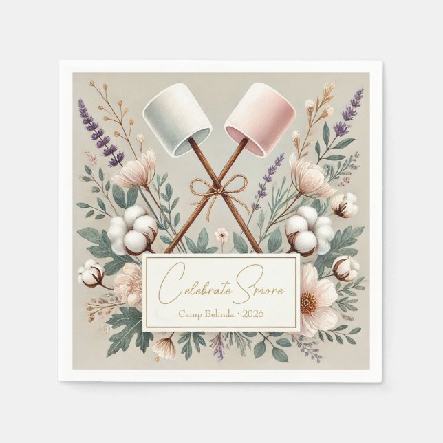 Celebrate S'more Rustic Camp Bride Party Napkins (Front)