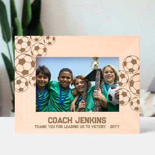 Celebrate Soccer Coach Varsity Font Custom Text Engraved Frames