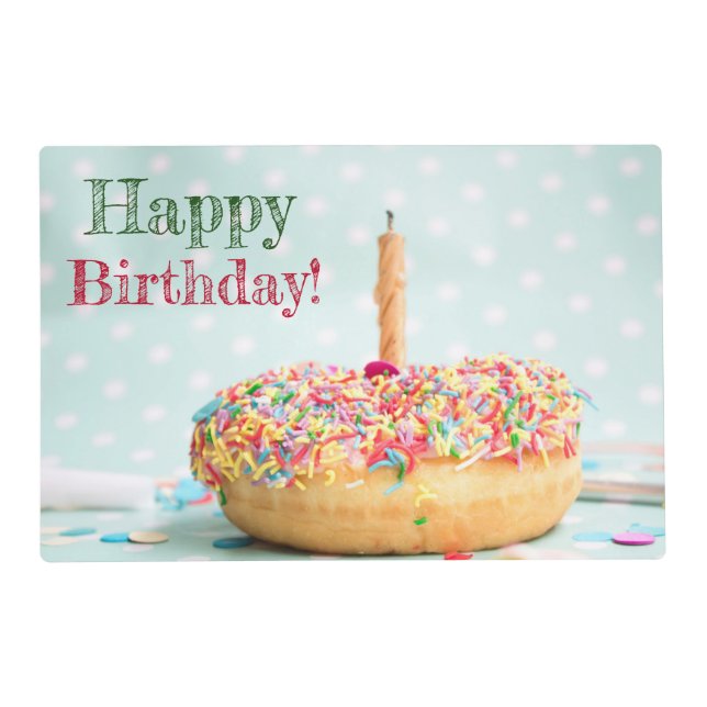 Celebrate Special Day Birthday Donut Balloons Placemat (Front)