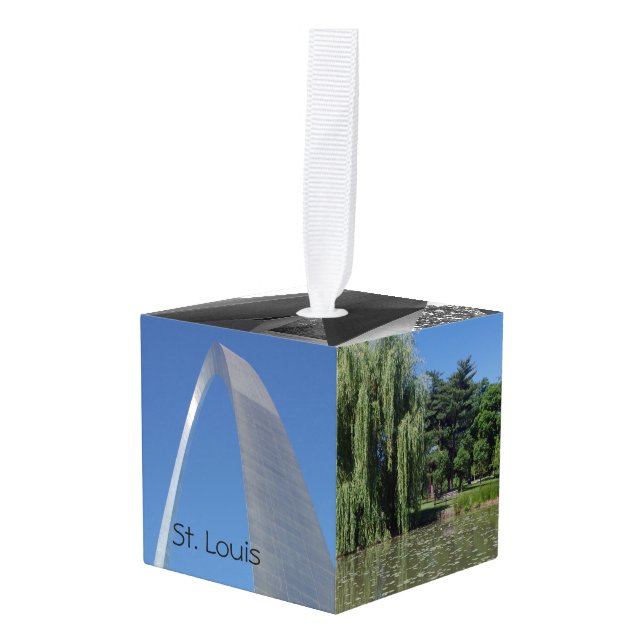 Celebrate St. Louis Cube Ornament (Front Angled)