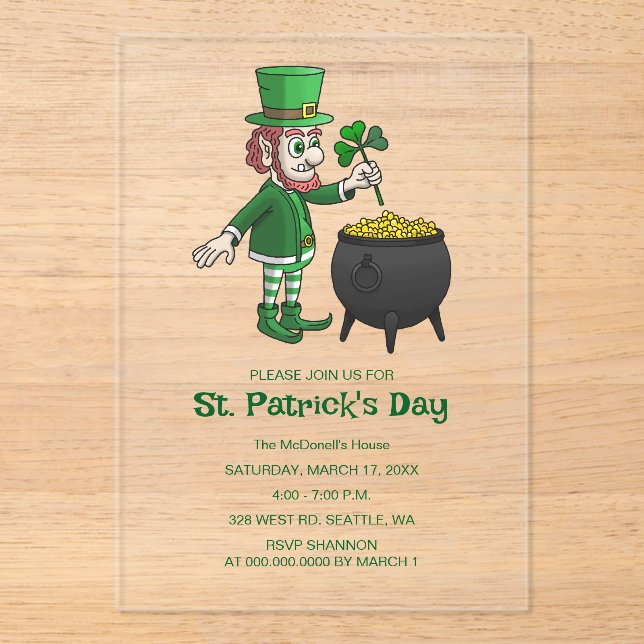 Celebrate St. Patrick's Day Acrylic Invitations (Front)