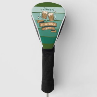 Celebrate St. Patrick's Day  with beer on green   Golf Head Cover