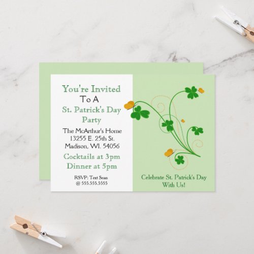 Celebrate St Patricks Day With Us Party Invita Invitation