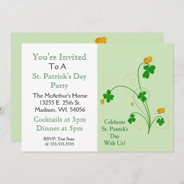 Celebrate St. Patrick's Day With Us!" Party Invitation (Front/Back)