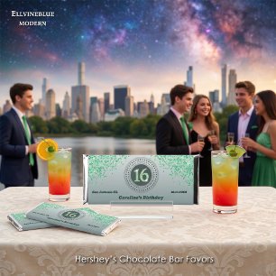 Celebrate Sweet 16, Green Glitter Hershey Bar Favors