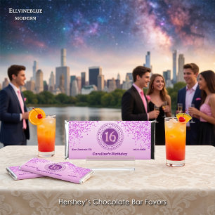 Celebrate Sweet 16, Pink Glitter Hershey Bar Favors