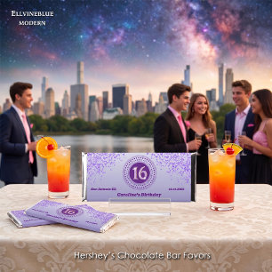 Celebrate Sweet 16, Purple Glitter Hershey Bar Favors