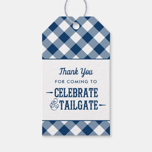 Celebrate  Tailgate Navy Wedding Thank You Gift Tags
