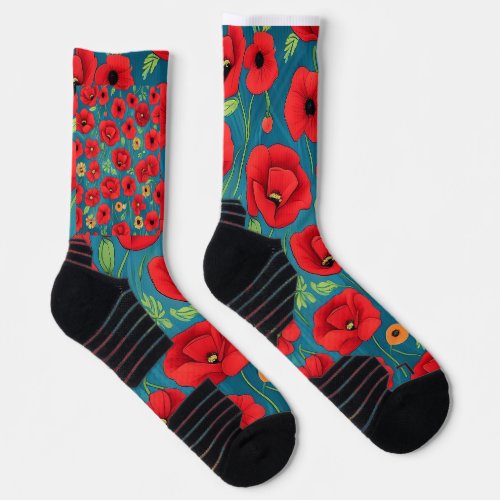 Celebrate the beauty of life with poppy flowers socks