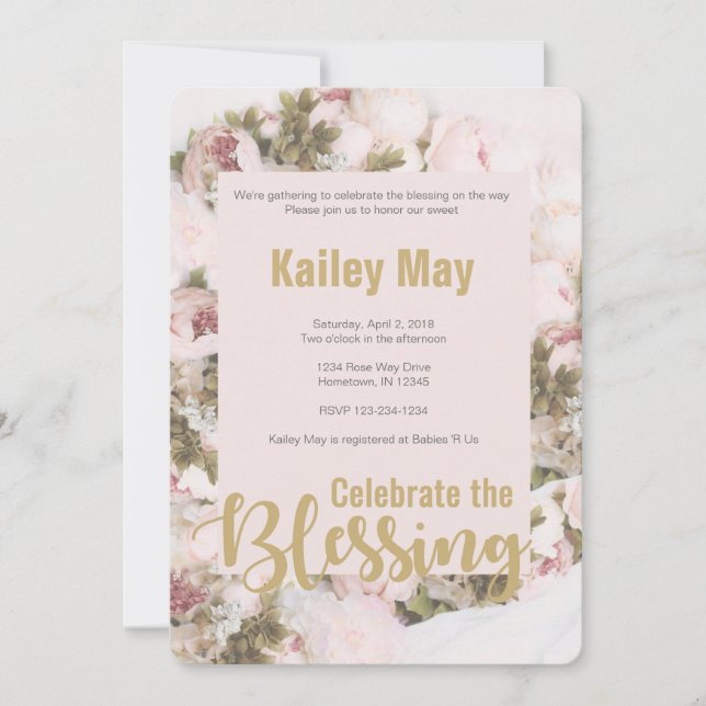 Celebrate the Blessings - Roses Babyshower card (Front)