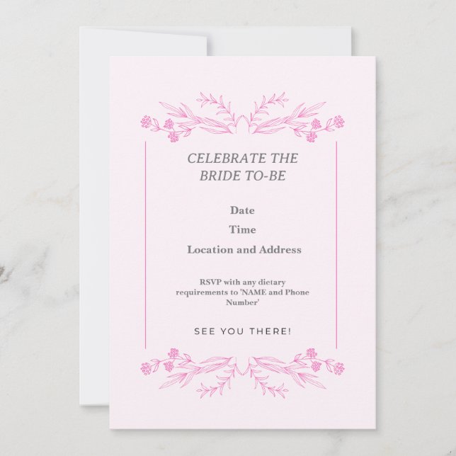 Celebrate The Bride To-Be Invitation (Front)