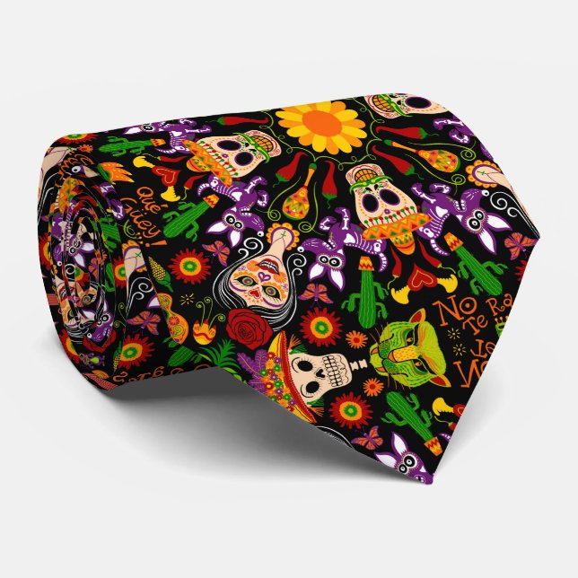 Celebrate the Day of the dead in Mexican style Neck Tie (Rolled)
