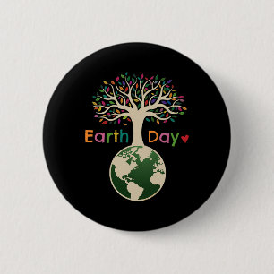 Celebrate The Day Of The Earth Colourful Tree - Da Button
